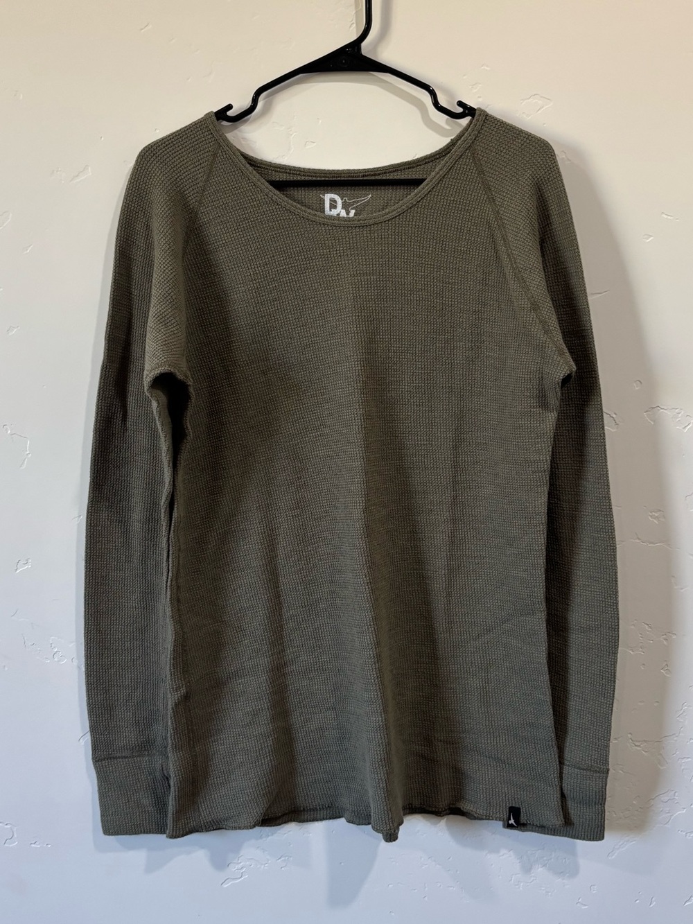 Duckworth Womens Wool Blend Waffle Thermal Long Sleeve Crew Size XL Green